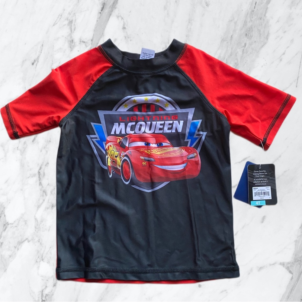 NWT Disney Cars Lightning McQueen 4T swim shirt